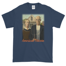 Load image into Gallery viewer, Blue Short Sleeve T-Shirt With American Bitcoin Design