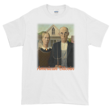 Load image into Gallery viewer, White Short Sleeve T-Shirt With American Bitcoin Design