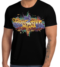 Load image into Gallery viewer, Black Short Sleeve T-Shirt With Bitcoin Design in Graffiti