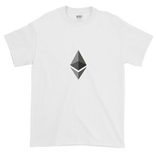 Load image into Gallery viewer, White Short Sleeve T-Shirt With Black and Grey Ethereum Diamond