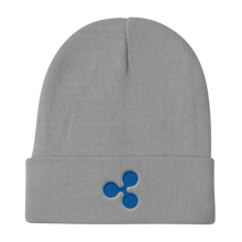 Load image into Gallery viewer, Grey Beanie With Embroidered Blue Ripple Logo