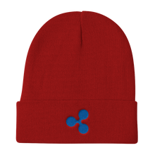 Load image into Gallery viewer, Red Beanie With Embroidered Blue Ripple Logo