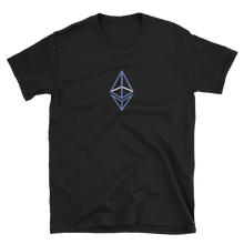 Load image into Gallery viewer, Black Short Sleeve T-Shirt With Blue Ethereum Frame Diamond