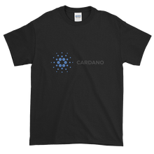 Load image into Gallery viewer, Black Short Sleeve T-Shirt With Grey and Blue Cardano Logo