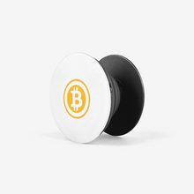 Load image into Gallery viewer, Black Bitcoin Popsocket With White And Orange Bitcoin Logo Side View