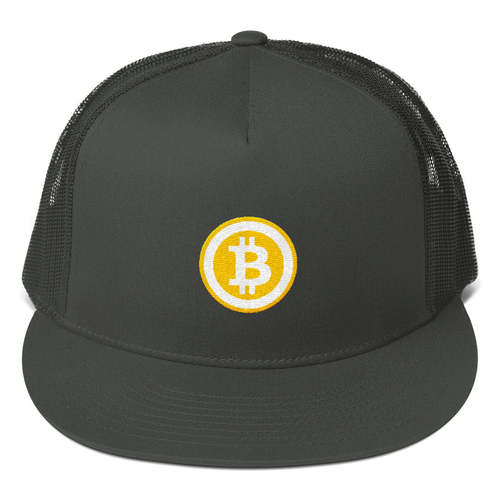 Charcoal Grey Hat With Embroidered Orange and White Bitcoin Logo