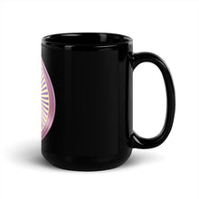 Load image into Gallery viewer, Left View of Black StripperCoin Coffee Mug with pink StripperCoin logo on front of 15 oz. coffee mug