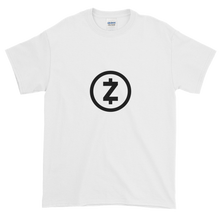 Load image into Gallery viewer, White Short Sleeve T Shirt With Black Z-Cash Logo
