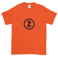 Load image into Gallery viewer, Orange Short Sleeve T Shirt With Black Z-Cash Logo