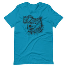 Load image into Gallery viewer, Aqua Short Sleeve T-Shirt With Dogecoin Dog in Scribble Art