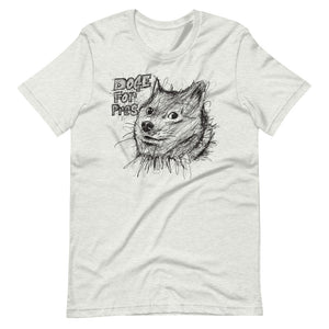 Ash Short Sleeve T-Shirt With Dogecoin Dog in Scribble Art