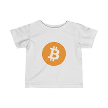 Load image into Gallery viewer, Infants White TShirt With Orange and White Bitcoin Logo