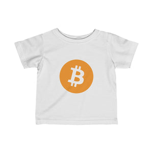 Infants White TShirt With Orange and White Bitcoin Logo