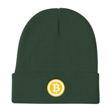 Load image into Gallery viewer, Dark Green Beanie With Embroidered White and Orange Bitcoin Logo