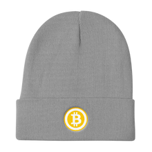 Load image into Gallery viewer, Grey Beanie With Embroidered White and Orange Bitcoin Logo
