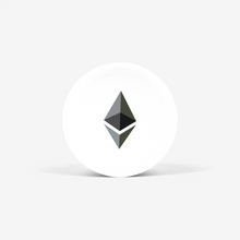 Load image into Gallery viewer, White Ethereum Popsockets With Black and Grey Ethereum Logo Front View