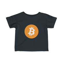 Load image into Gallery viewer, Infants Black TShirt With Orange and White Bitcoin Logo