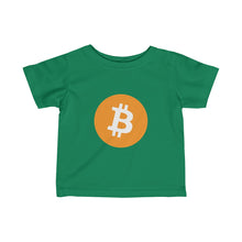 Load image into Gallery viewer, Infants Green TShirt With Orange and White Bitcoin Logo