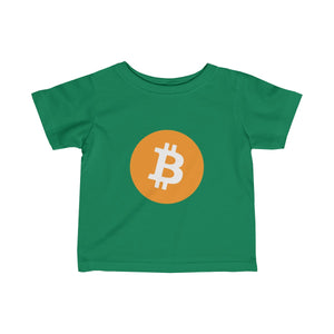 Infants Green TShirt With Orange and White Bitcoin Logo
