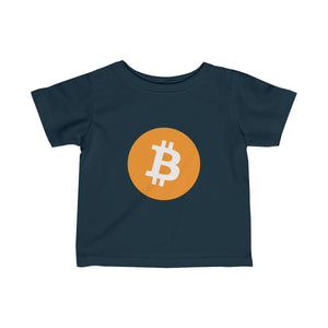 Infants Navy Blue TShirt With Orange and White Bitcoin Logo