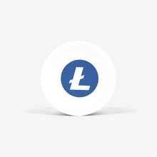 Load image into Gallery viewer, White Litecoin Popsocket With White And Blue Litecoin Logo Front View
