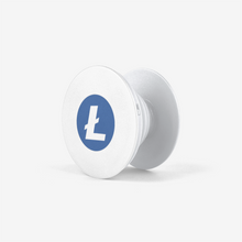 Load image into Gallery viewer, White Litecoin Popsocket With White And Blue Litecoin Logo Side View