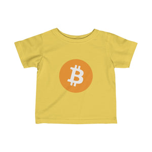 Infants Butter TShirt With Orange and White Bitcoin Logo