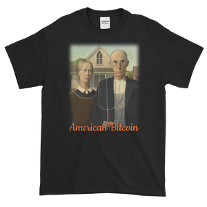 Black Short Sleeve T-Shirt With American Bitcoin Design