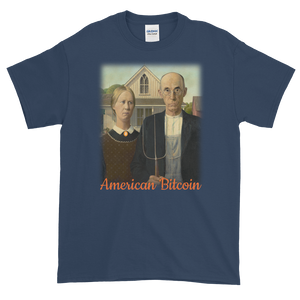 Blue Short Sleeve T-Shirt With American Bitcoin Design