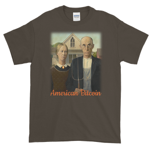Olive Short Sleeve T-Shirt With American Bitcoin Design