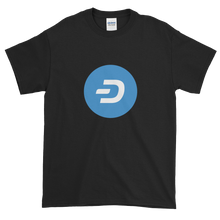 Load image into Gallery viewer, Black Short Sleeve T-Shirt With Blue and White Dash Logo