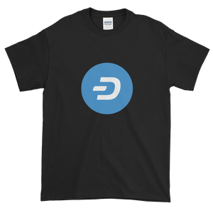Black Short Sleeve T-Shirt With Blue and White Dash Logo