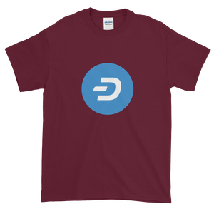Maroon Short Sleeve T-Shirt With Blue and White Dash Logo