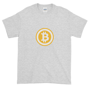 Ash Short Sleeve T-Shirt with White and Orange Bitcoin Logo