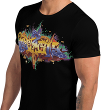 Load image into Gallery viewer, Black Short Sleeve T-Shirt With Bitcoin Design in Graffiti