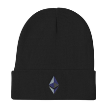 Load image into Gallery viewer, Black Beanie With Embroidered Ethereum Diamond Logo