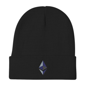 Black Beanie With Embroidered Ethereum Diamond Logo