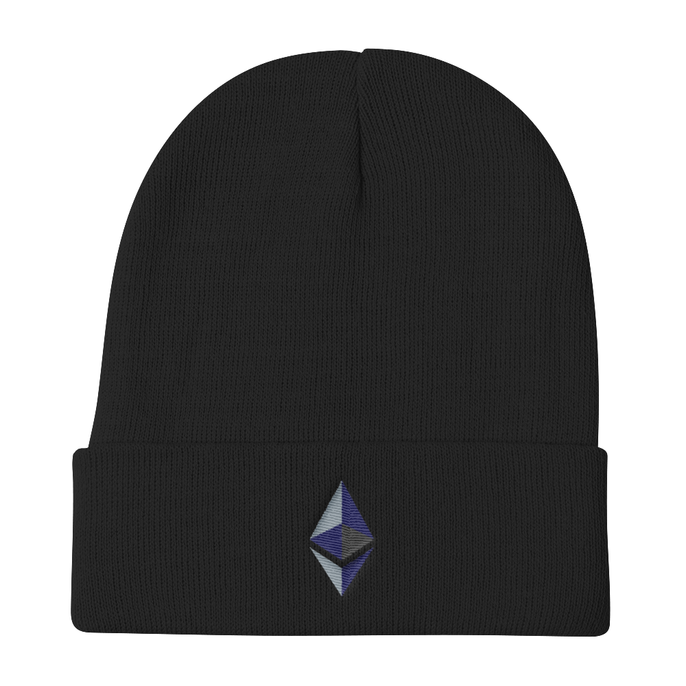 Black Beanie With Embroidered Ethereum Diamond Logo