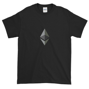 Black Short Sleeve T-Shirt With Black and Grey Ethereum Diamond
