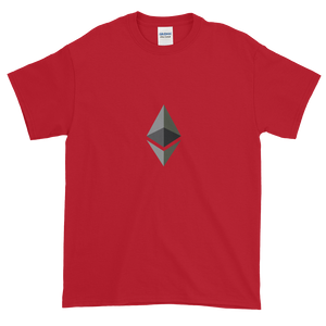 Red Short Sleeve T-Shirt With Black and Grey Ethereum Diamond