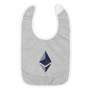 Grey Baby Bib With Black Grey Embroidered Ethereum Diamond
