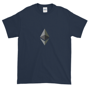 Navy Blue Short Sleeve T-Shirt With Black and Grey Ethereum Diamond