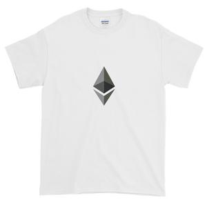 White Short Sleeve T-Shirt With Black and Grey Ethereum Diamond