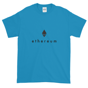 Sapphire Blue Short Sleeve T-Shirt With Black Ethereum Logo
