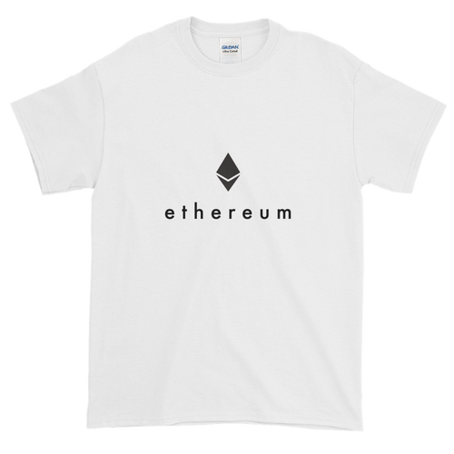 White Short Sleeve T-Shirt With Black Ethereum Logo
