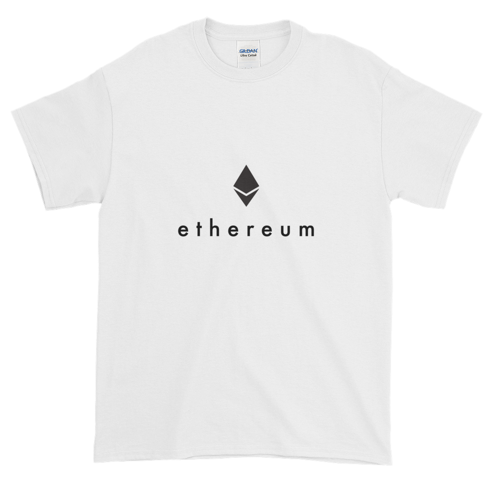 White Short Sleeve T-Shirt With Black Ethereum Logo