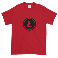 Load image into Gallery viewer, Cherry Red Short Sleeve T-Shirt With Black Litecoin Logo