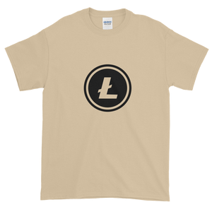 Sand Short Sleeve T-Shirt With Black Litecoin Logo