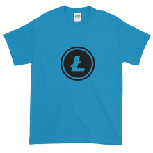Load image into Gallery viewer, Blue Short Sleeve T-Shirt With Black Litecoin Logo