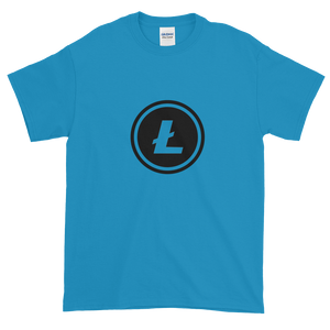 Blue Short Sleeve T-Shirt With Black Litecoin Logo